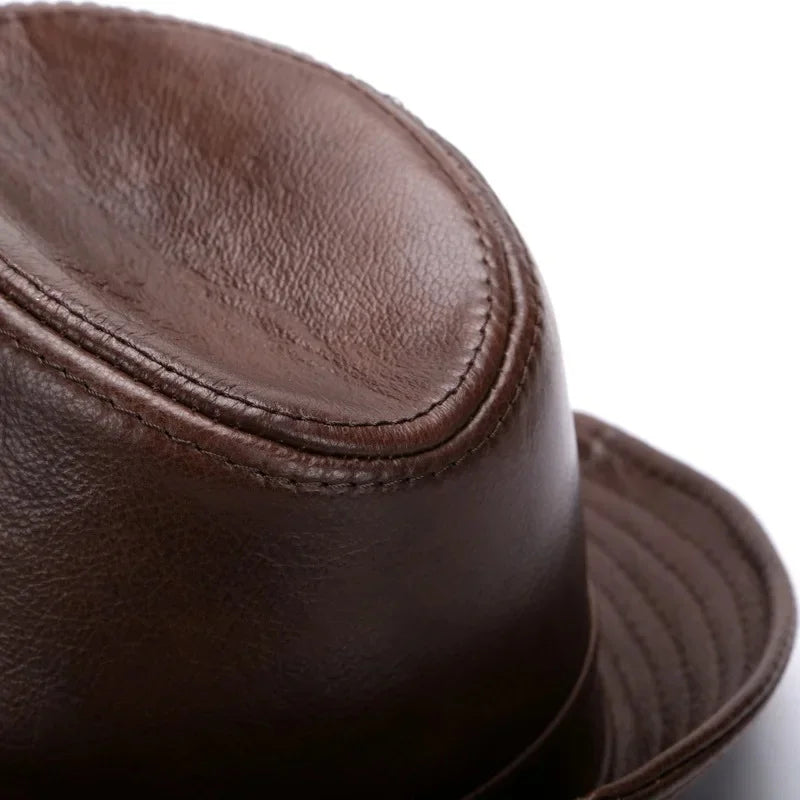 Men’s Genuine Cowhide Leather Cowboy Hat