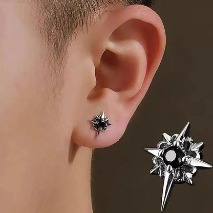 Zircon Star Stud Earrings for Men Women