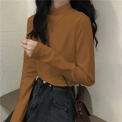 Women’s Long-Sleeved Slimming Half Turtleneck Top