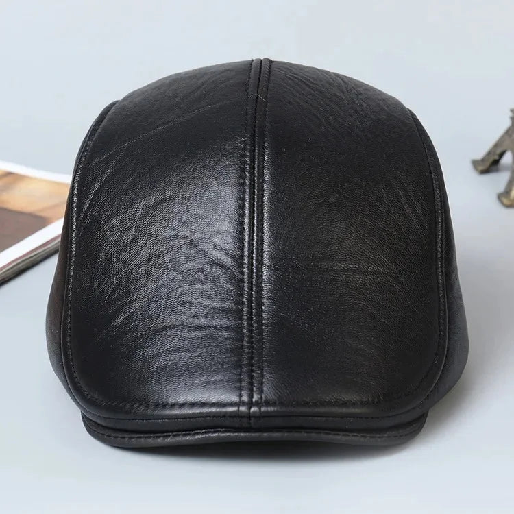 Autumn and Winter First Layer Cowhide Men's Hat