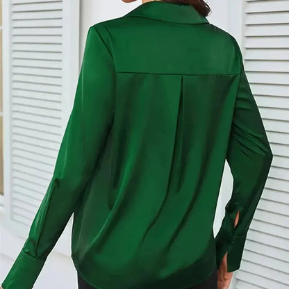 Elegant Satin Long Sleeved Shirt