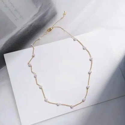 Gold Pearl Beaded Choker Necklace for Women