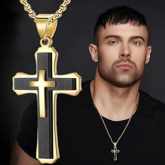 Double-layer Stainless Steel Cross Necklace