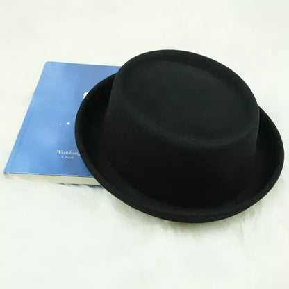 100% Wool Felt Pork Pie Hat Women Men Fedora Curved Brim Crushable Woolen Hats