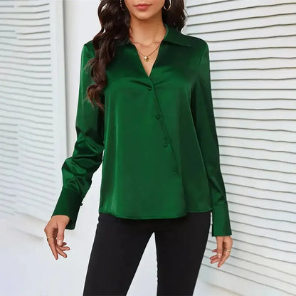 Elegant Satin Long Sleeved Shirt